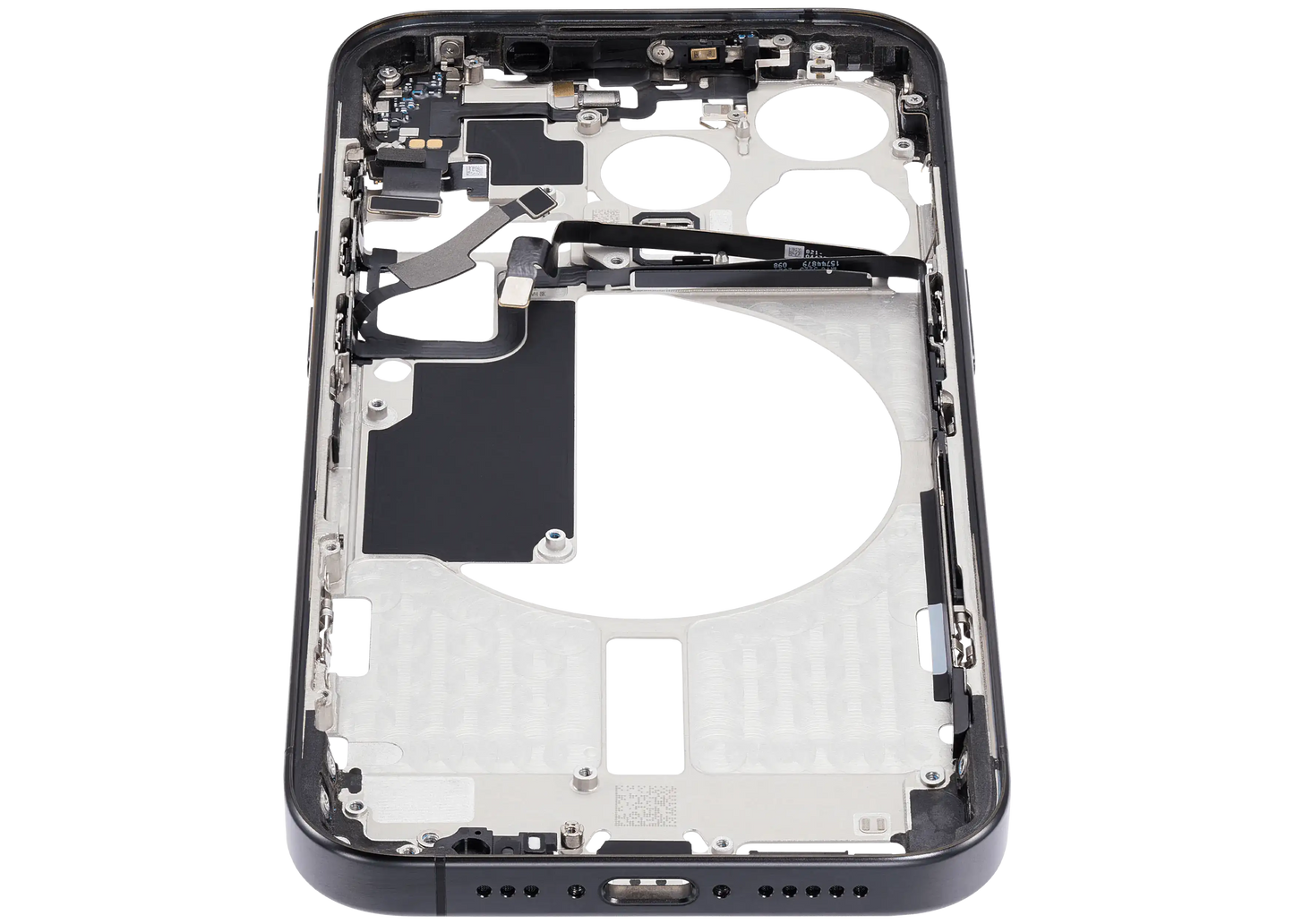 Mid-Frame Housing W/ Small Parts For iPhone 15 Pro (EU / Global Version) (Used OEM Pull: Grade B) (Black Titanium)