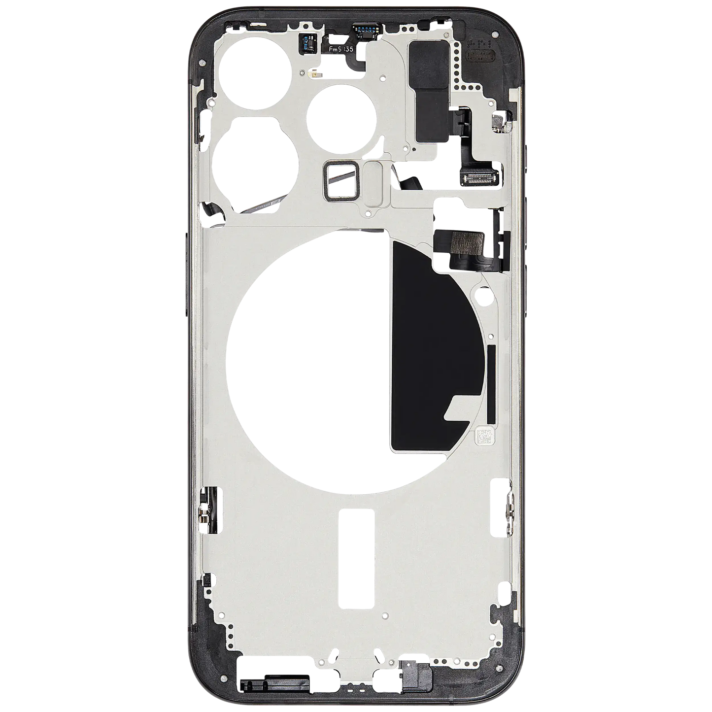 Mid-Frame Housing W/ Small Parts For iPhone 15 Pro (EU / Global Version) (Used OEM Pull: Grade C) (Black Titanium)