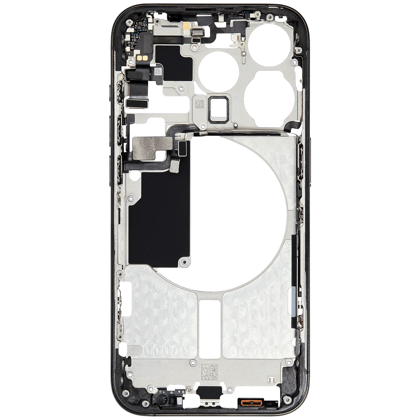Mid-Frame Housing W/ Small Parts For iPhone 15 Pro (EU / Global Version) (Used OEM Pull: Grade C) (Black Titanium)