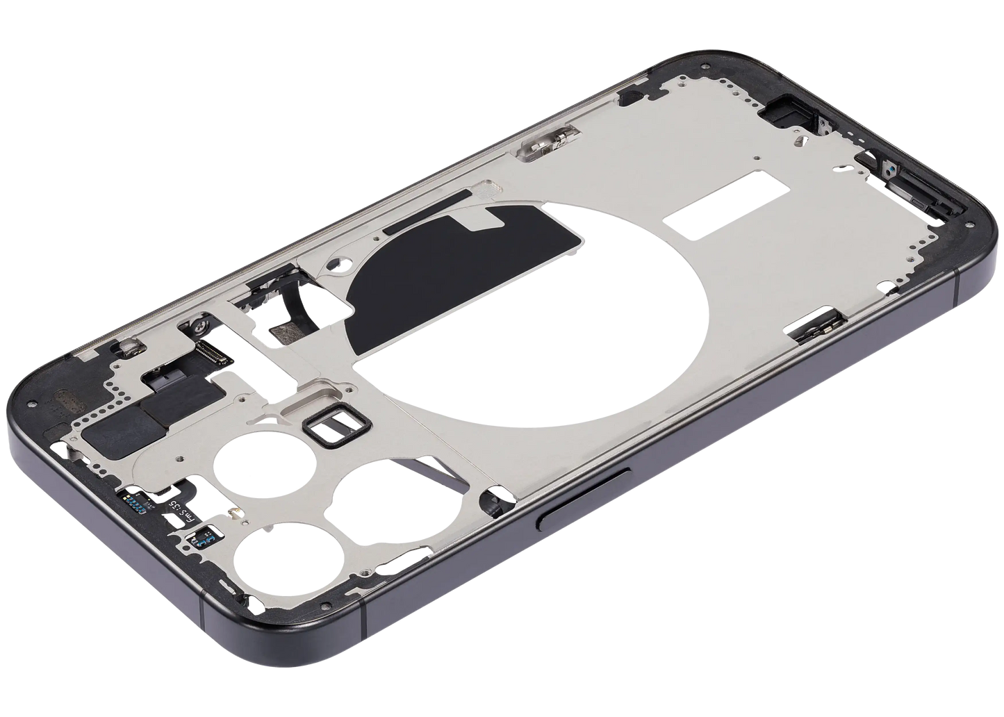 Mid-Frame Housing W/ Small Parts For iPhone 15 Pro (EU / Global Version) (Used OEM Pull: Grade C) (Black Titanium)