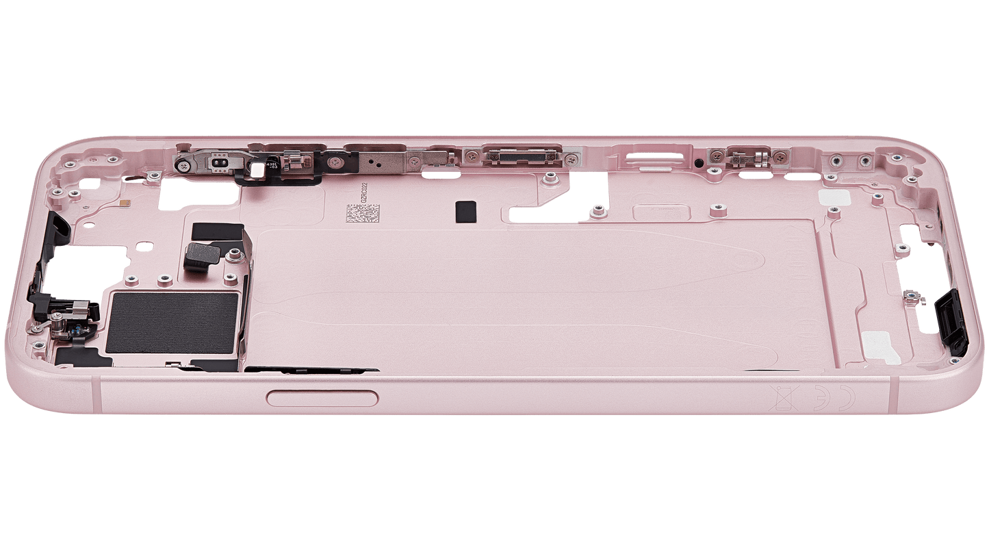 Mid-Frame Housing W/ Small Parts For iPhone 15 Plus (EU / Global Version) (Used OEM Pull: Grade C) (Pink)
