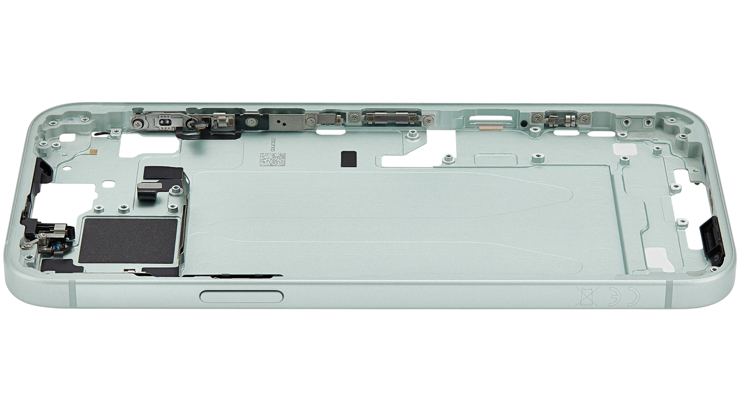 Mid-Frame Housing W/ Small Parts For iPhone 15 Plus (EU / Global Version) (Used OEM Pull: Grade C) (Green)