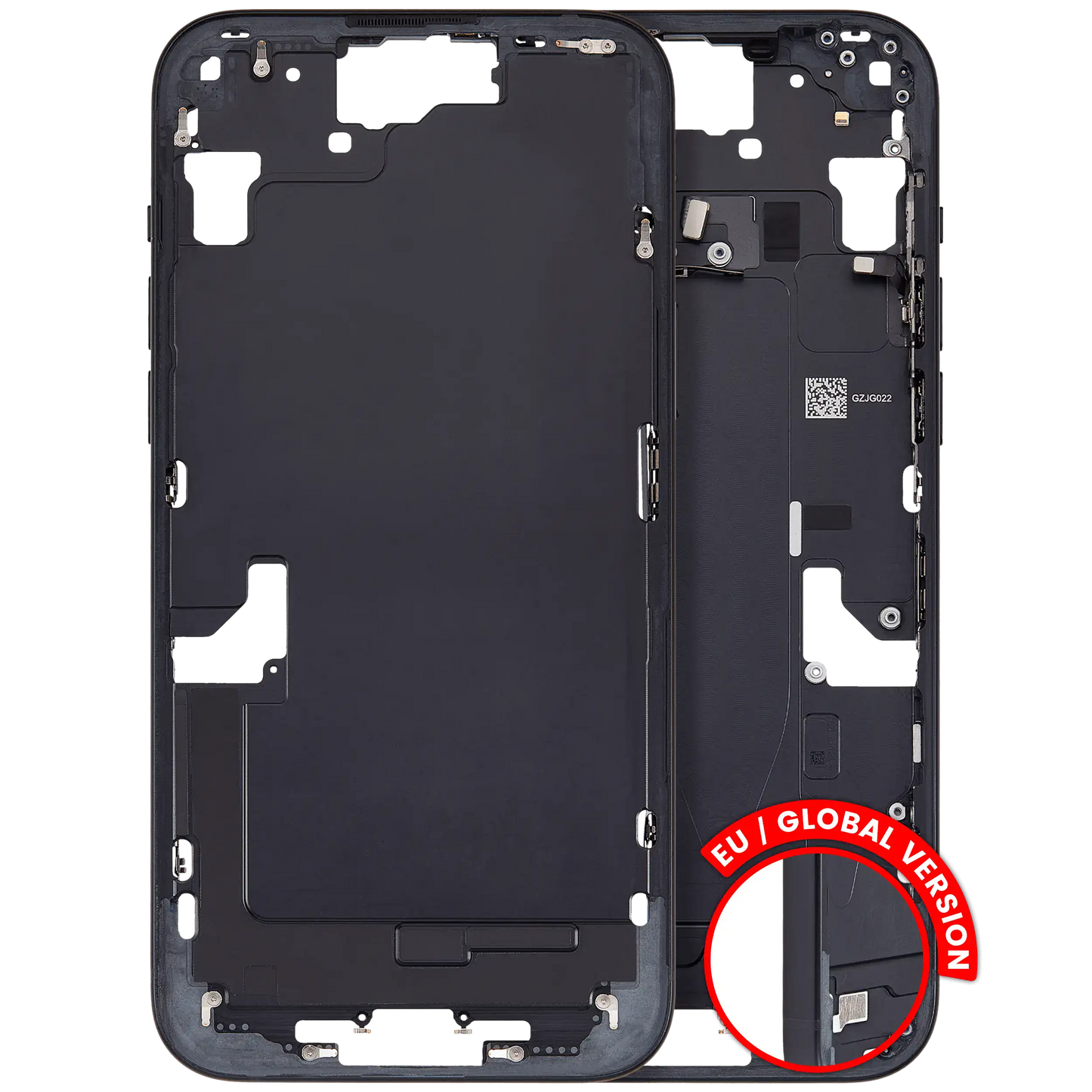 Mid-Frame Housing W/ Small Parts For iPhone 15 Plus (EU / Global Version) (Used OEM Pull: Grade C) (Black)