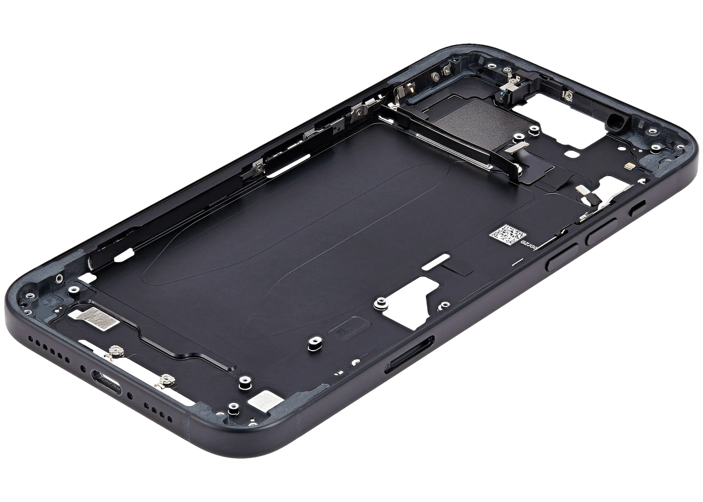 Mid-Frame Housing W/ Small Parts For iPhone 15 Plus (EU / Global Version) (Used OEM Pull: Grade B) (Black)