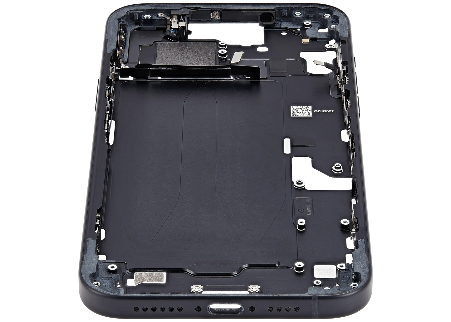 Mid-Frame Housing W/ Small Parts For iPhone 15 Plus (EU / Global Version) (Used OEM Pull: Grade B) (Black)