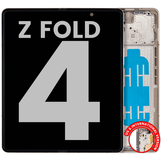 Samsung replacement part: Inner OLED Assembly With Frame For Samsung Galaxy Z Fold 4 5G (US & International) (Used OEM Pull: Grade B/C) (Beige)