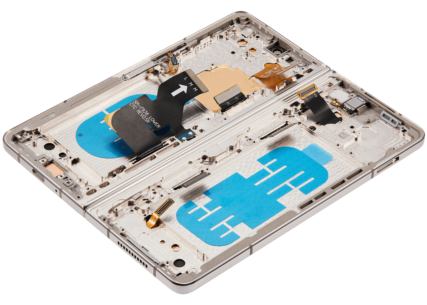 Inner OLED Assembly With Frame For Samsung Galaxy Z Fold 4 5G (US & International) (Used OEM Pull: Grade B/C) (Beige) side angle