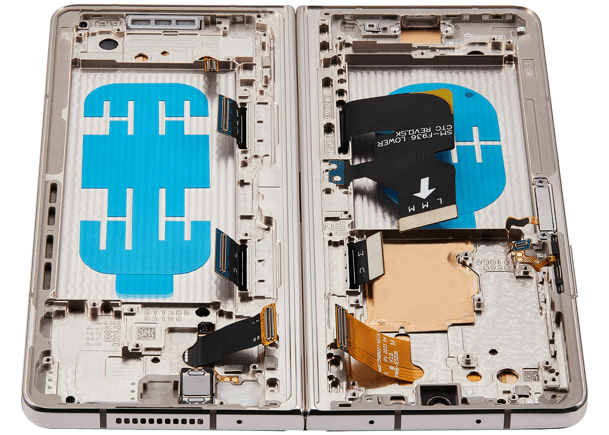 High resolution image of Inner OLED Assembly With Frame For Samsung Galaxy Z Fold 4 5G (US & International) (Used OEM Pull: Grade B/C) (Beige)