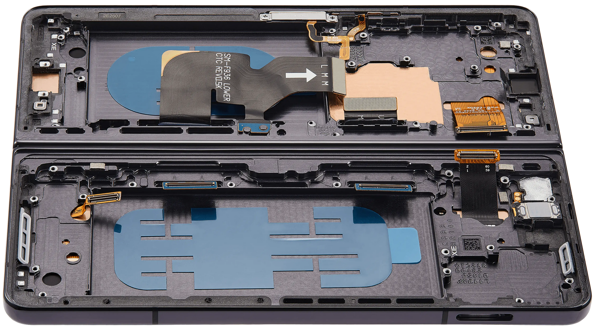 Samsung replacement part: Inner OLED Assembly With Frame For Samsung Galaxy Z Fold 4 5G (US & International) (Used OEM Pull: Grade B/C) (Phantom Black)