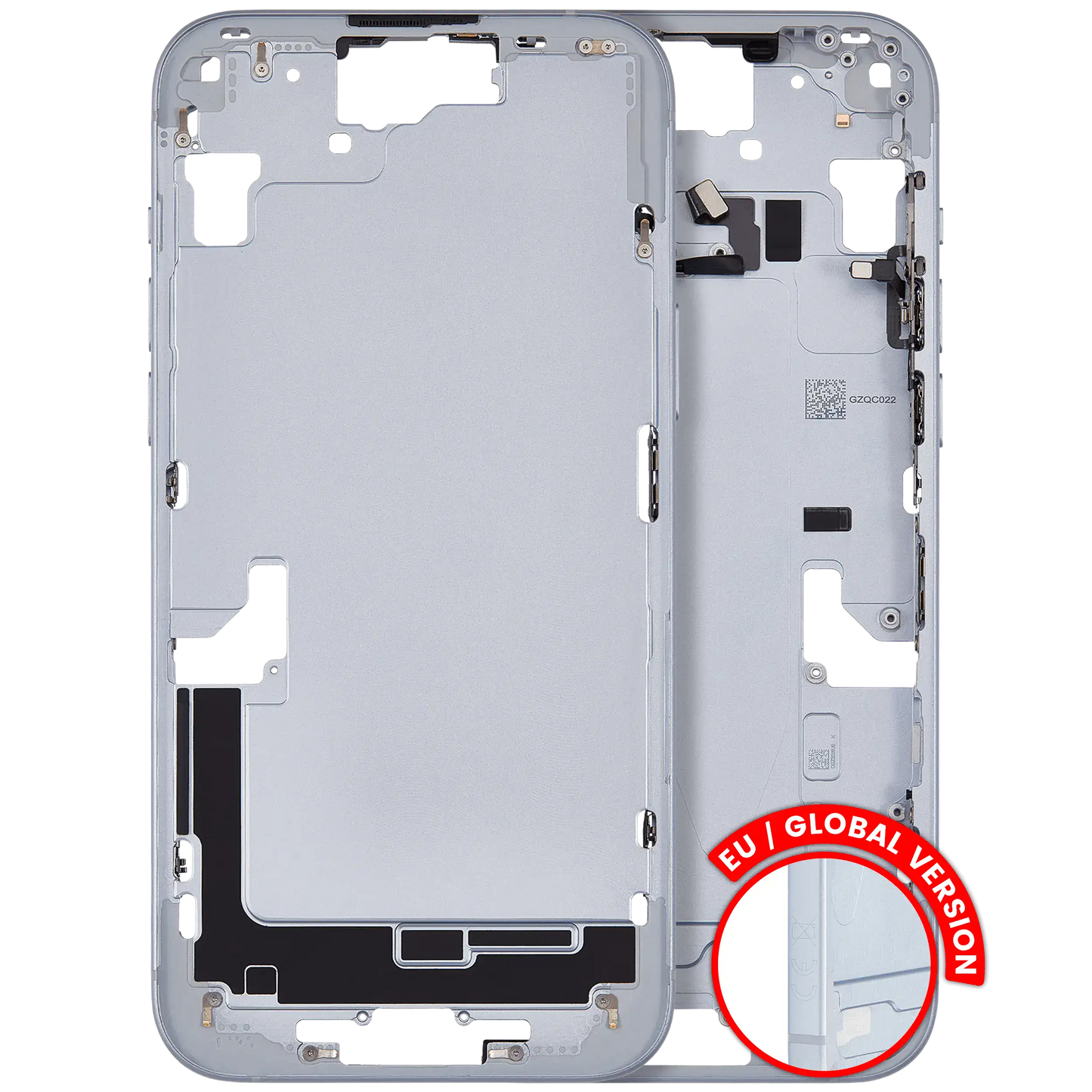 Mid-Frame Housing W/ Small Parts For iPhone 15 Plus (EU / Global Version) (Used OEM Pull: Grade C) (Blue)
