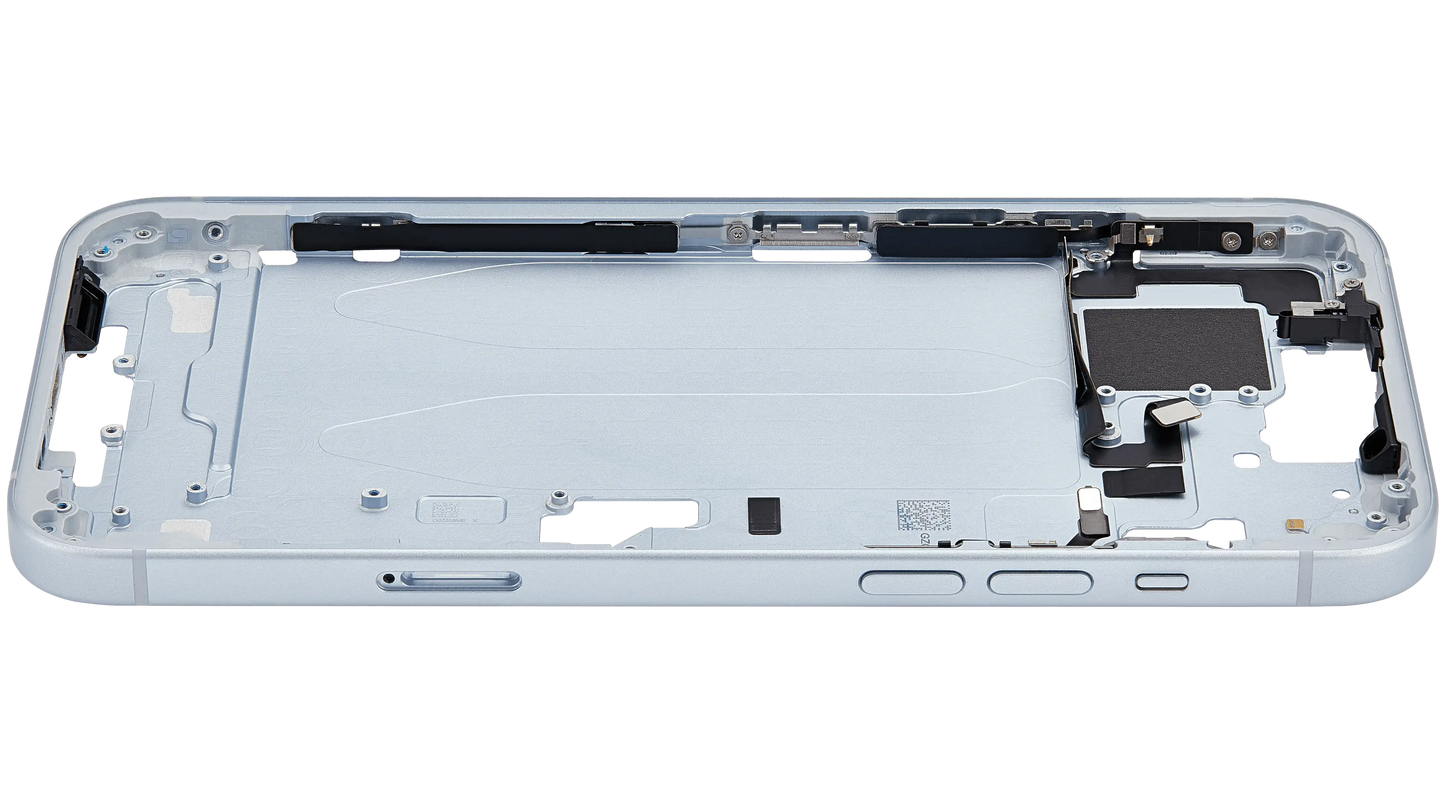 Mid-Frame Housing W/ Small Parts For iPhone 15 Plus (EU / Global Version) (Used OEM Pull: Grade C) (Blue)