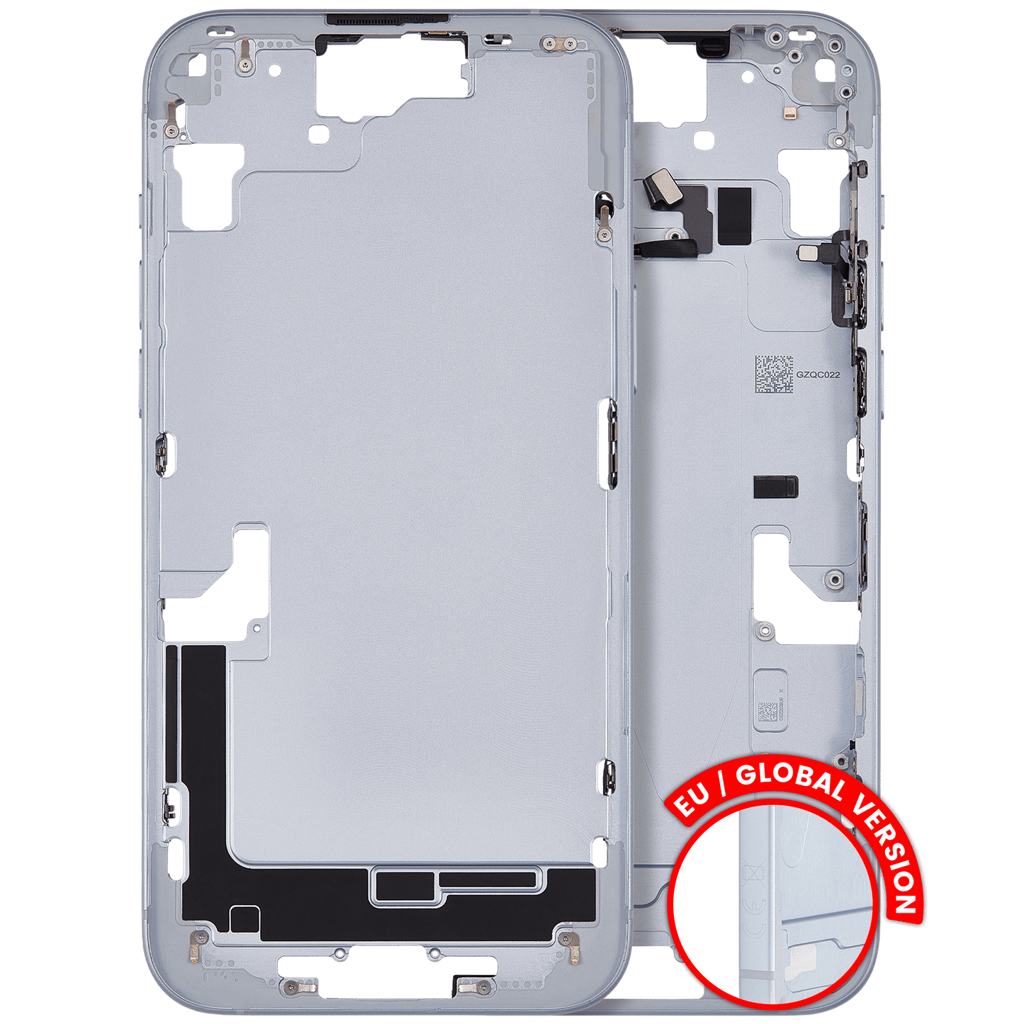 Mid-Frame Housing W/ Small Parts For iPhone 15 Plus (EU / Global Version) (Used OEM Pull: Grade B) (Blue)