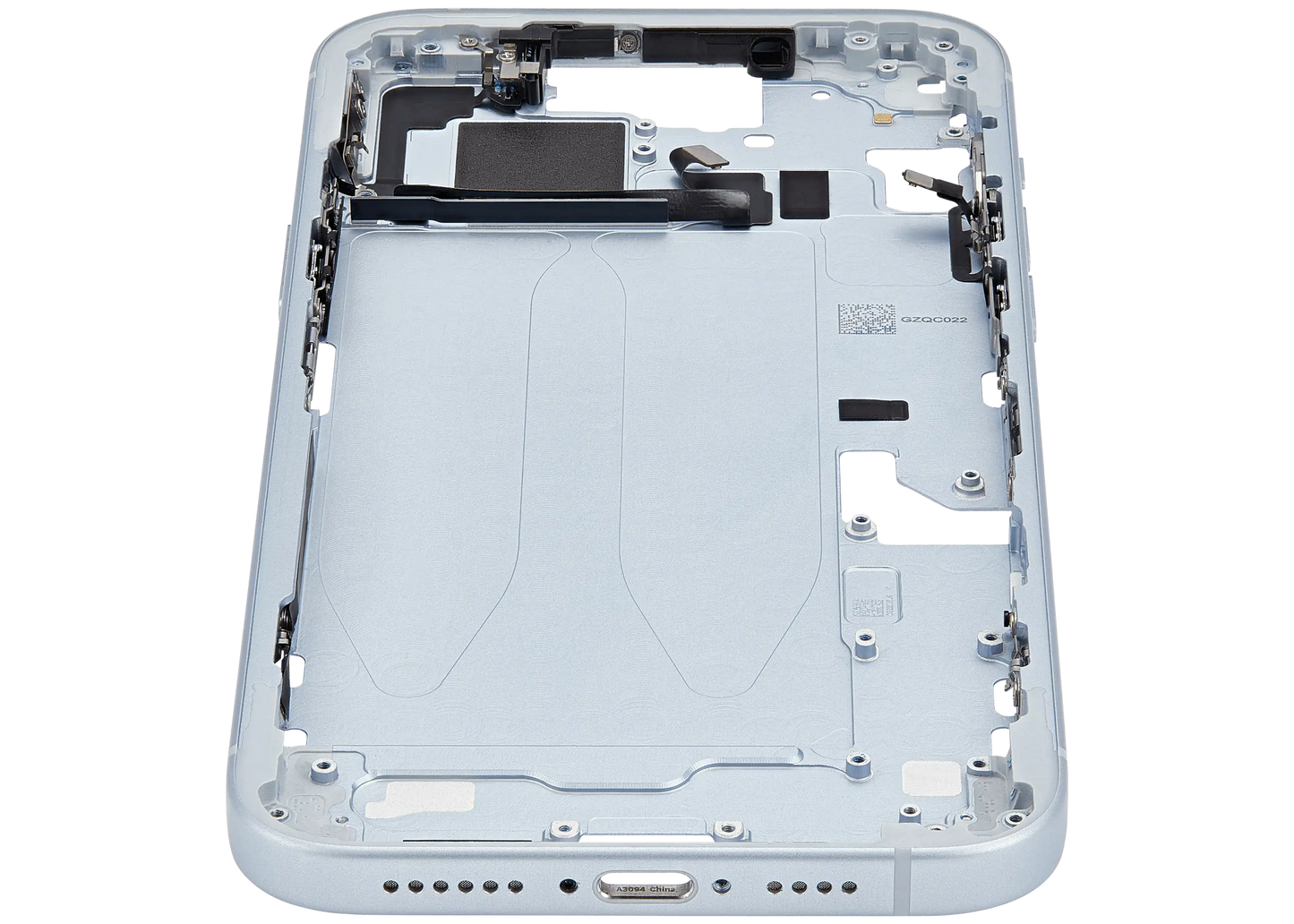 Mid-Frame Housing W/ Small Parts For iPhone 15 Plus (EU / Global Version) (Used OEM Pull: Grade B) (Blue)