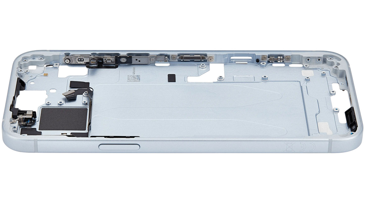 Mid-Frame Housing W/ Small Parts For iPhone 15 Plus (EU / Global Version) (Used OEM Pull: Grade B) (Blue)