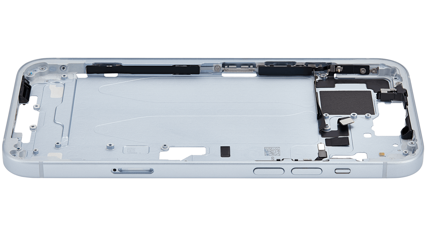 Mid-Frame Housing W/ Small Parts For iPhone 15 Plus (EU / Global Version) (Used OEM Pull: Grade B) (Blue)