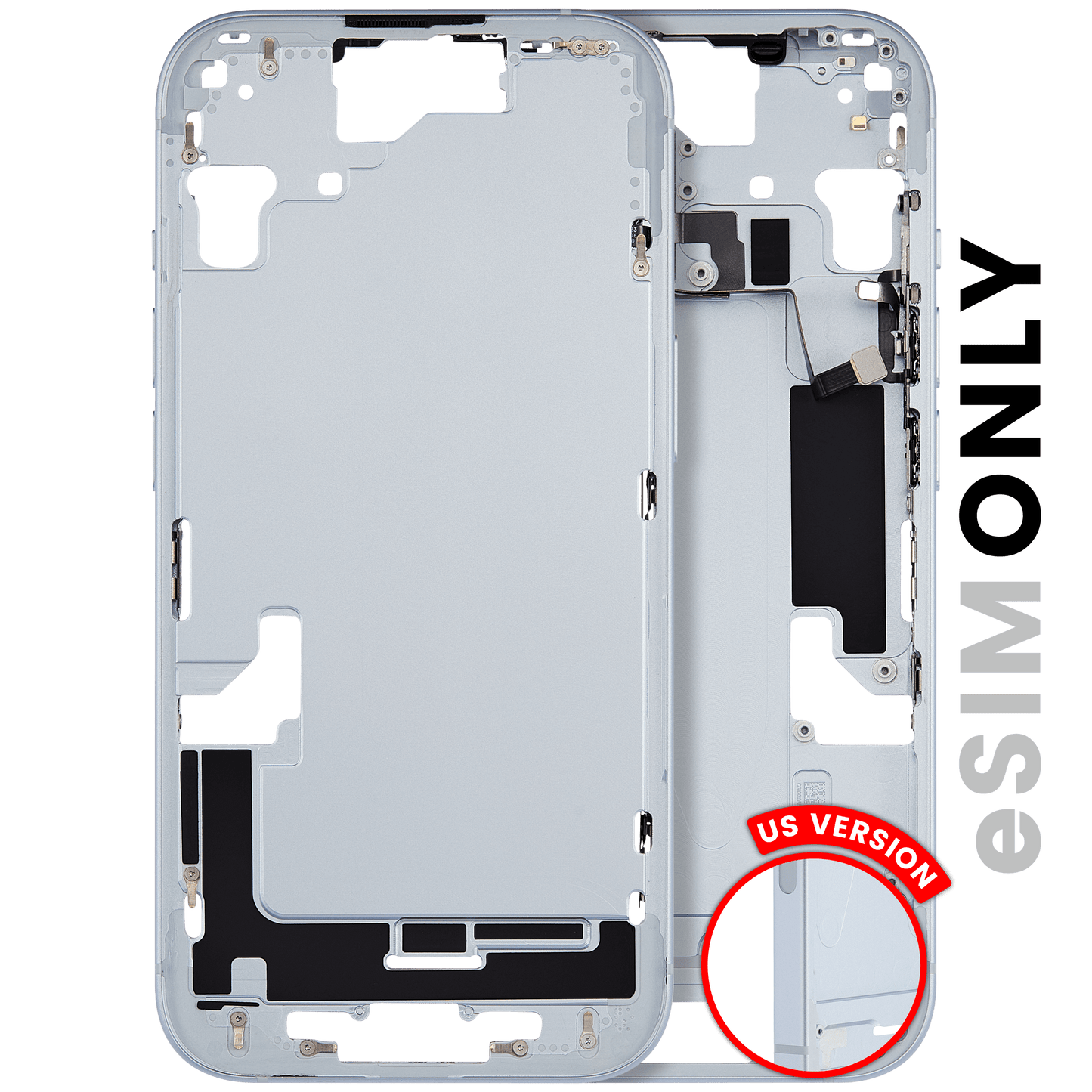 Mid-Frame Housing W/ Small Parts For iPhone 15 (US Version) (Used OEM Pull: Grade B) (Blue)