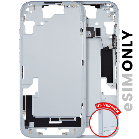 Mid-Frame Housing W/ Small Parts For iPhone 15 (US Version) (Used OEM Pull: Grade B) (Blue)