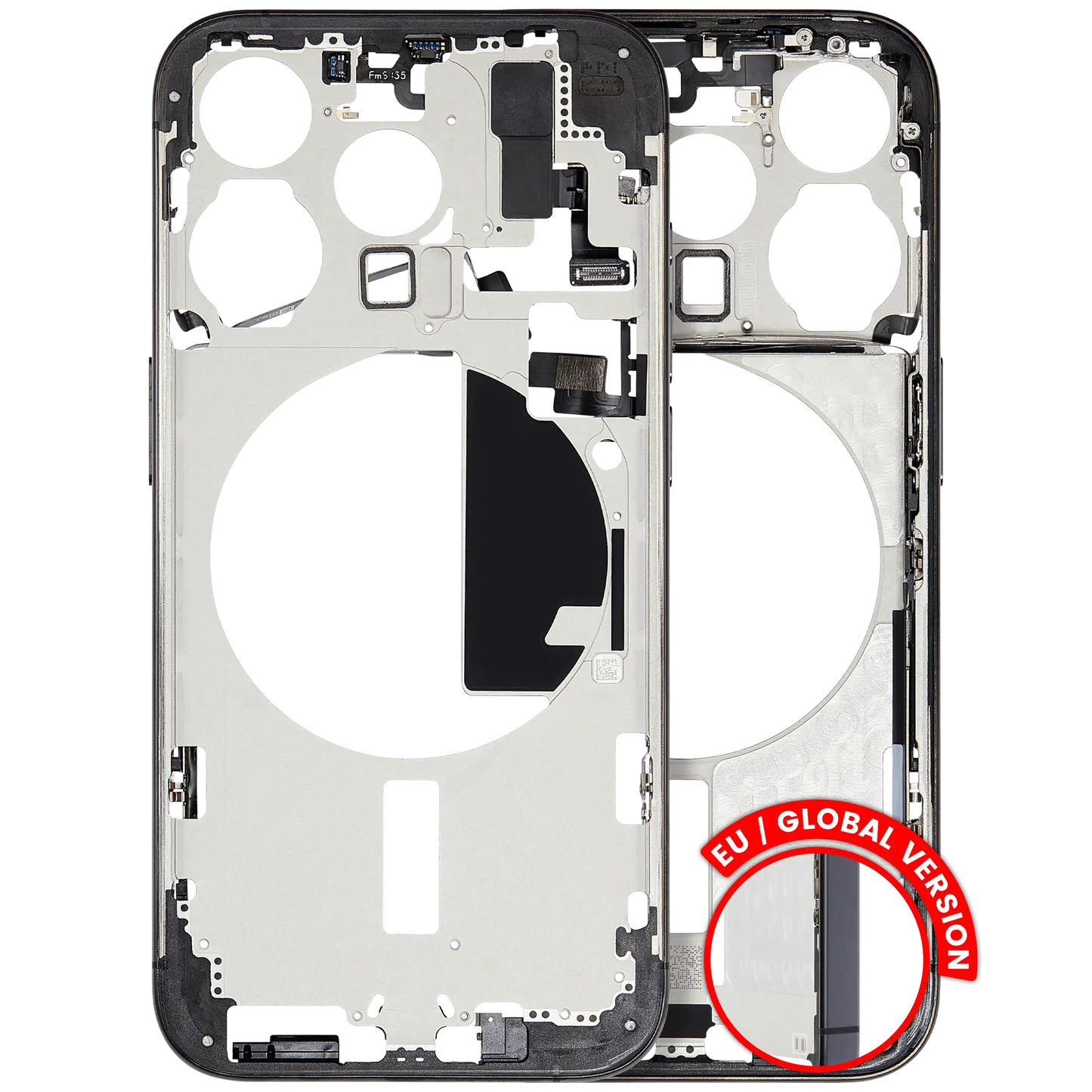 Mid-Frame Housing W/ Small Parts For iPhone 15 Pro (EU / Global Version) (Used OEM Pull: Grade A) (Black Titanium)