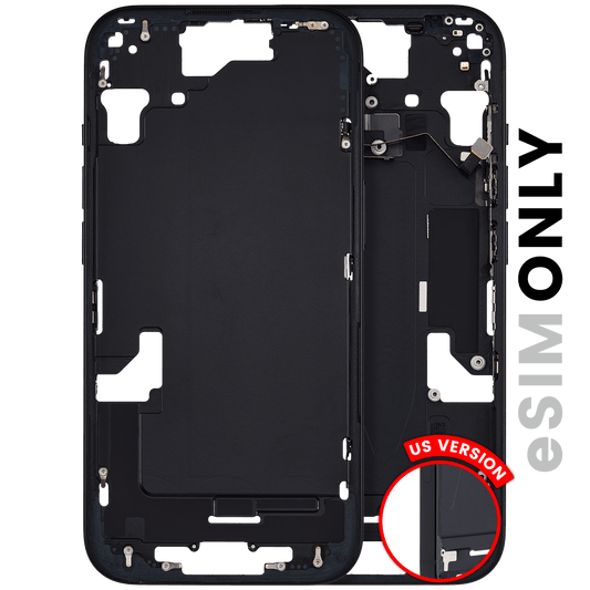 Mid-Frame Housing W/ Small Parts For iPhone 15 (US Version) (Used OEM Pull: Grade A) (Black)