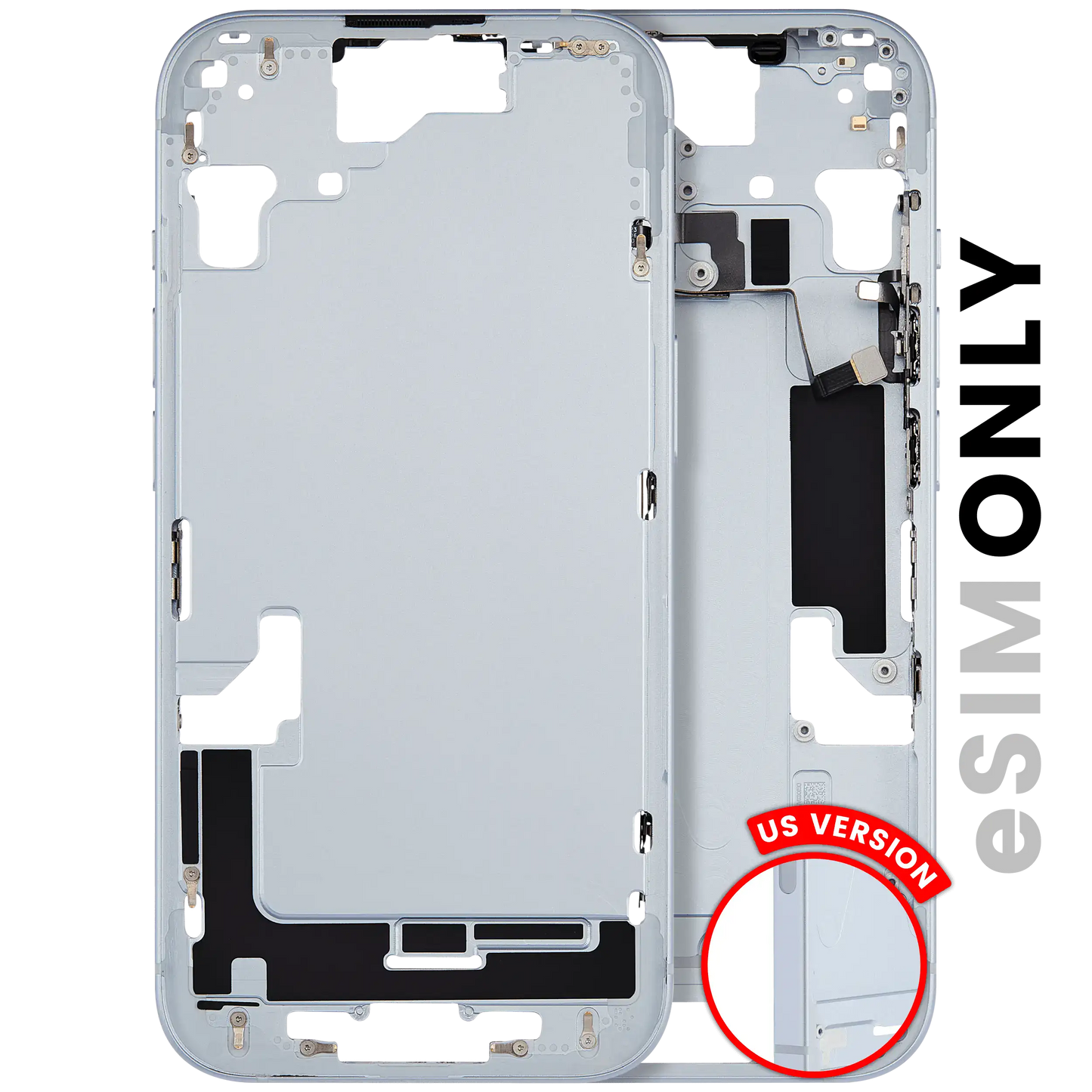 Mid-Frame Housing W/ Small Parts For iPhone 15 (US Version) (Used OEM Pull: Grade A) (Blue)