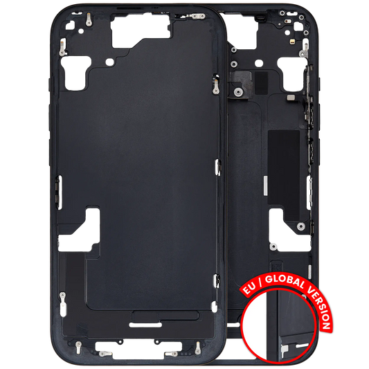 Mid-Frame Housing W/ Small Parts For iPhone 15 (EU / Global Version) (Used OEM Pull: Grade A) (Black)