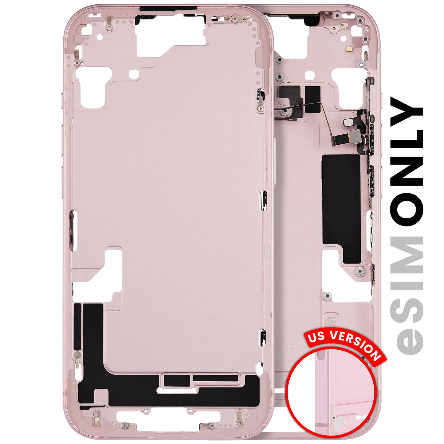 Mid-Frame Housing W/ Small Parts For iPhone 15 (US Version) (Used OEM Pull: Grade C) (Pink)