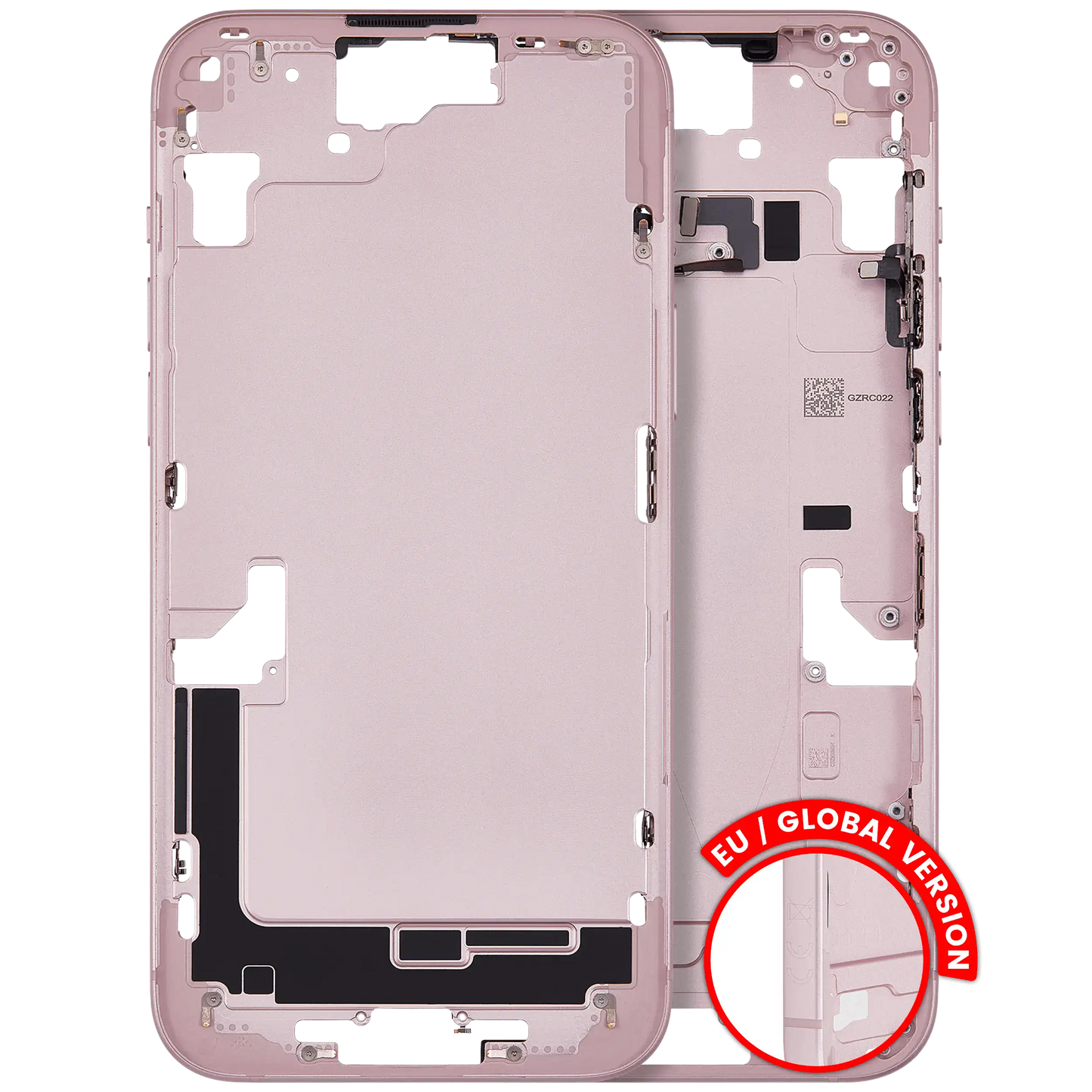 Mid-Frame Housing W/ Small Parts For iPhone 15 Plus (EU / Global Version) (Used OEM Pull: Grade A) (Pink)