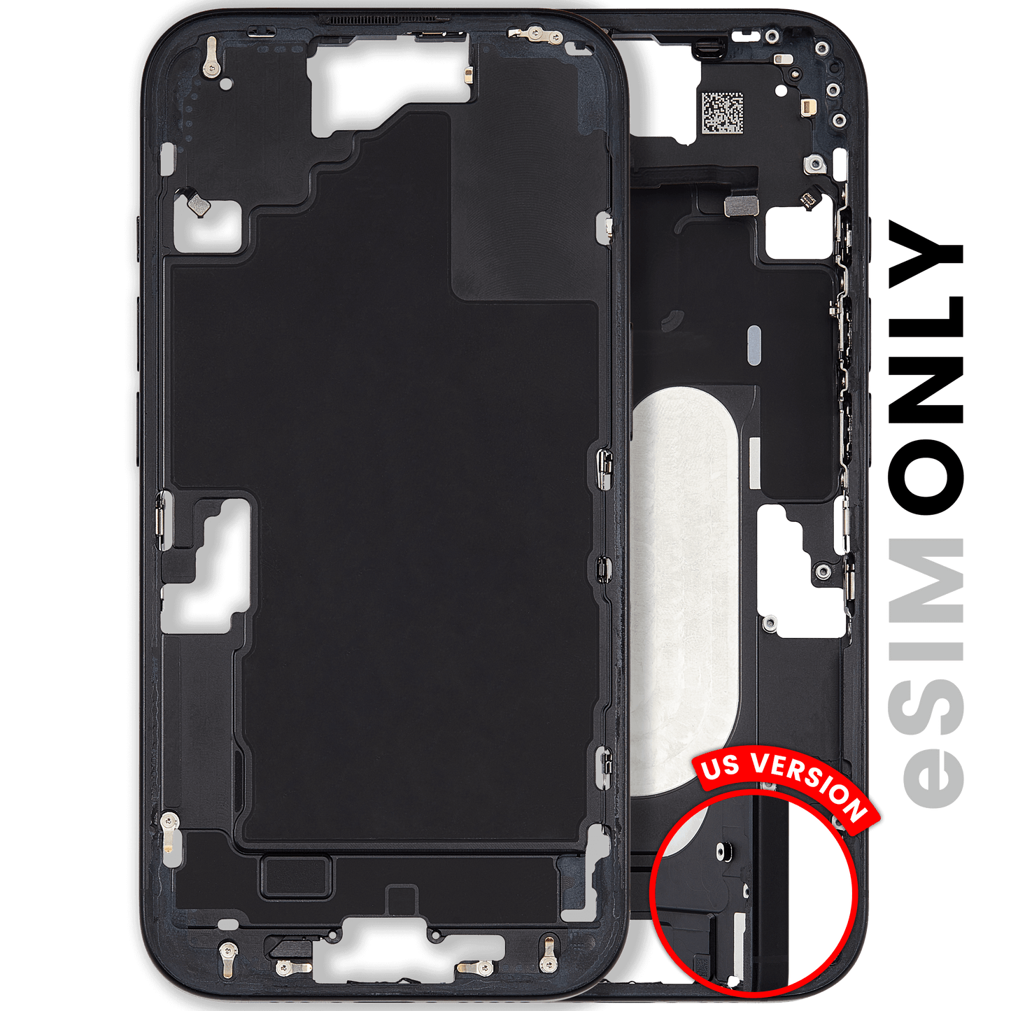 Mid-Frame Housing W/ Small Parts For iPhone 16 (US Version) (Used OEM Pull: Grade A) (Black)