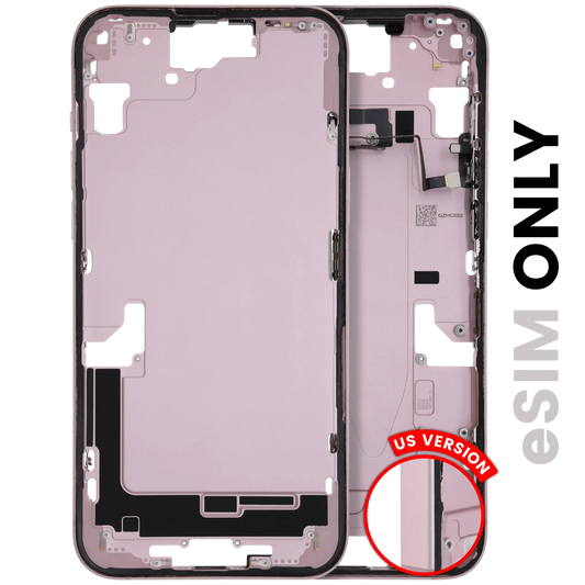 Mid-Frame Housing W/ Small Parts For iPhone 15 Plus (US Version) (Used OEM Pull: Grade B) (Pink)