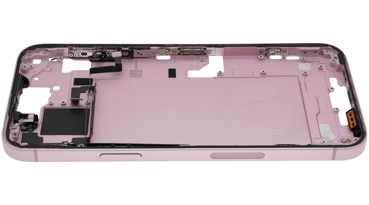 Mid-Frame Housing W/ Small Parts For iPhone 15 Plus (US Version) (Used OEM Pull: Grade B) (Pink)