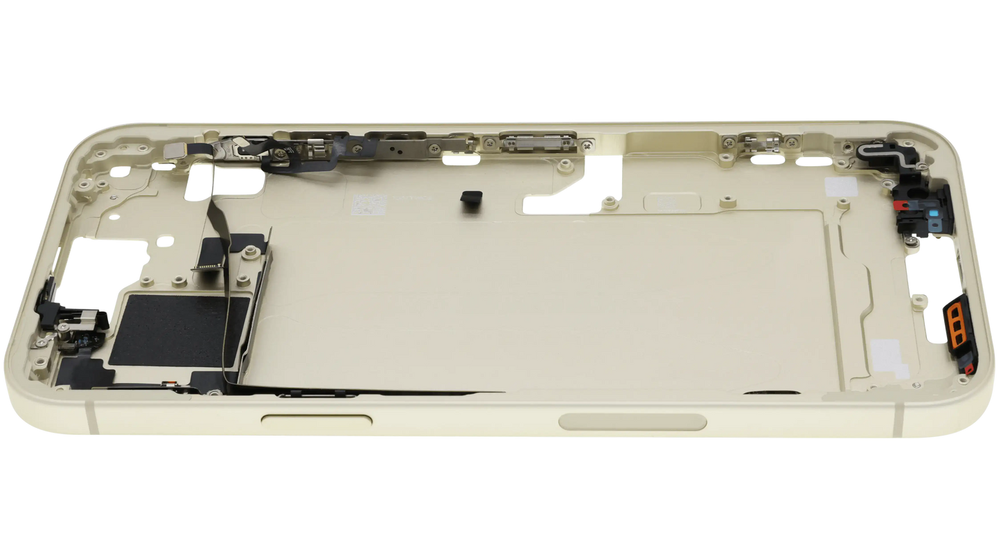 Mid-Frame Housing W/ Small Parts For iPhone 15 Plus (US Version) (Used OEM Pull: Grade A) (Yellow)