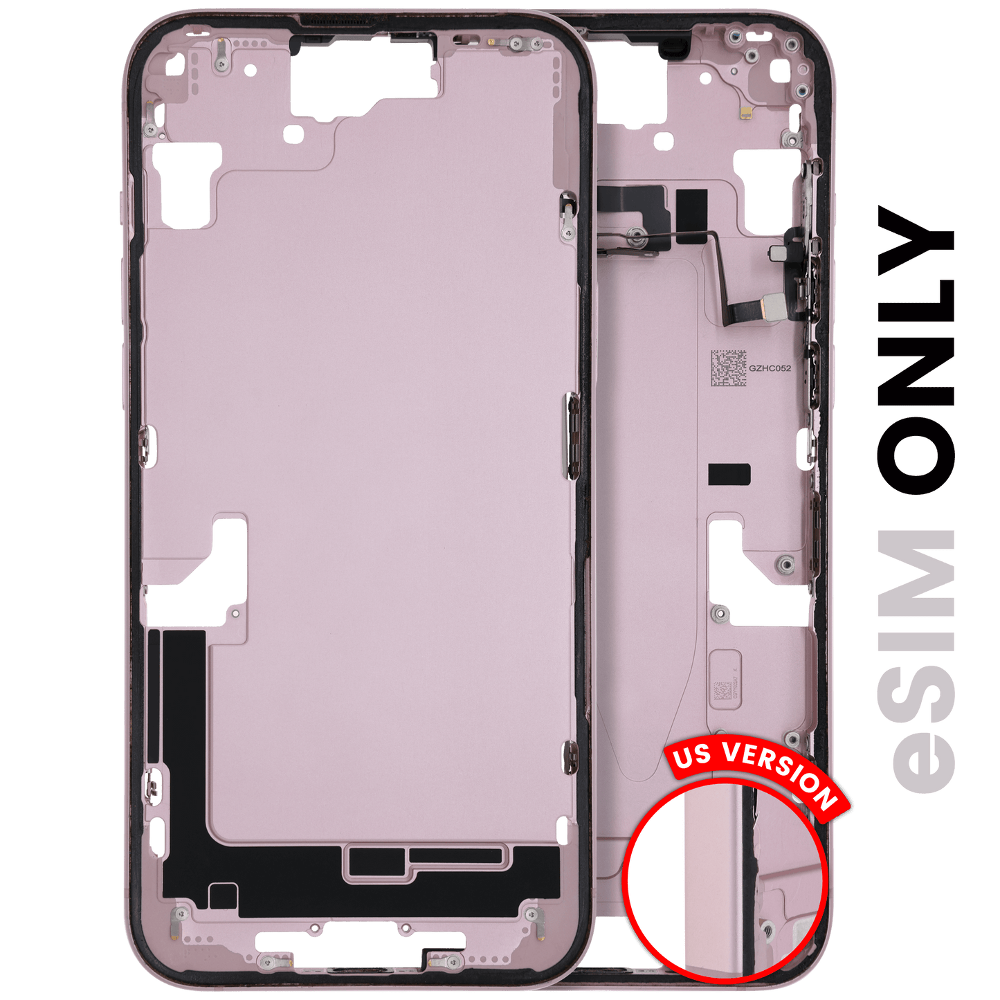 Mid-Frame Housing W/ Small Parts For iPhone 15 Plus (US Version) (Used OEM Pull: Grade A) (Pink)