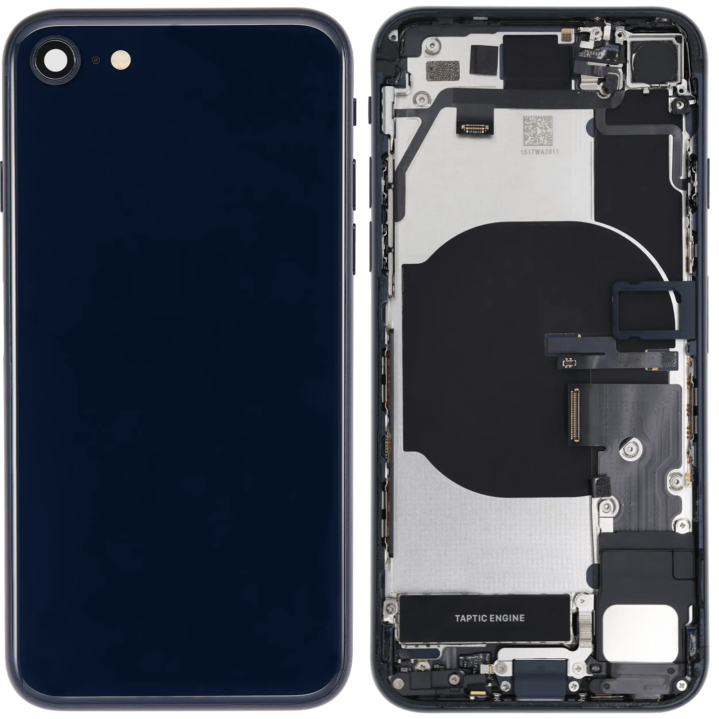 Back Housing W/ Charging Port Flex and Small Components Pre-Installed For iPhone SE (2022) (Used OEM Pull: Grade A) (Midnight)