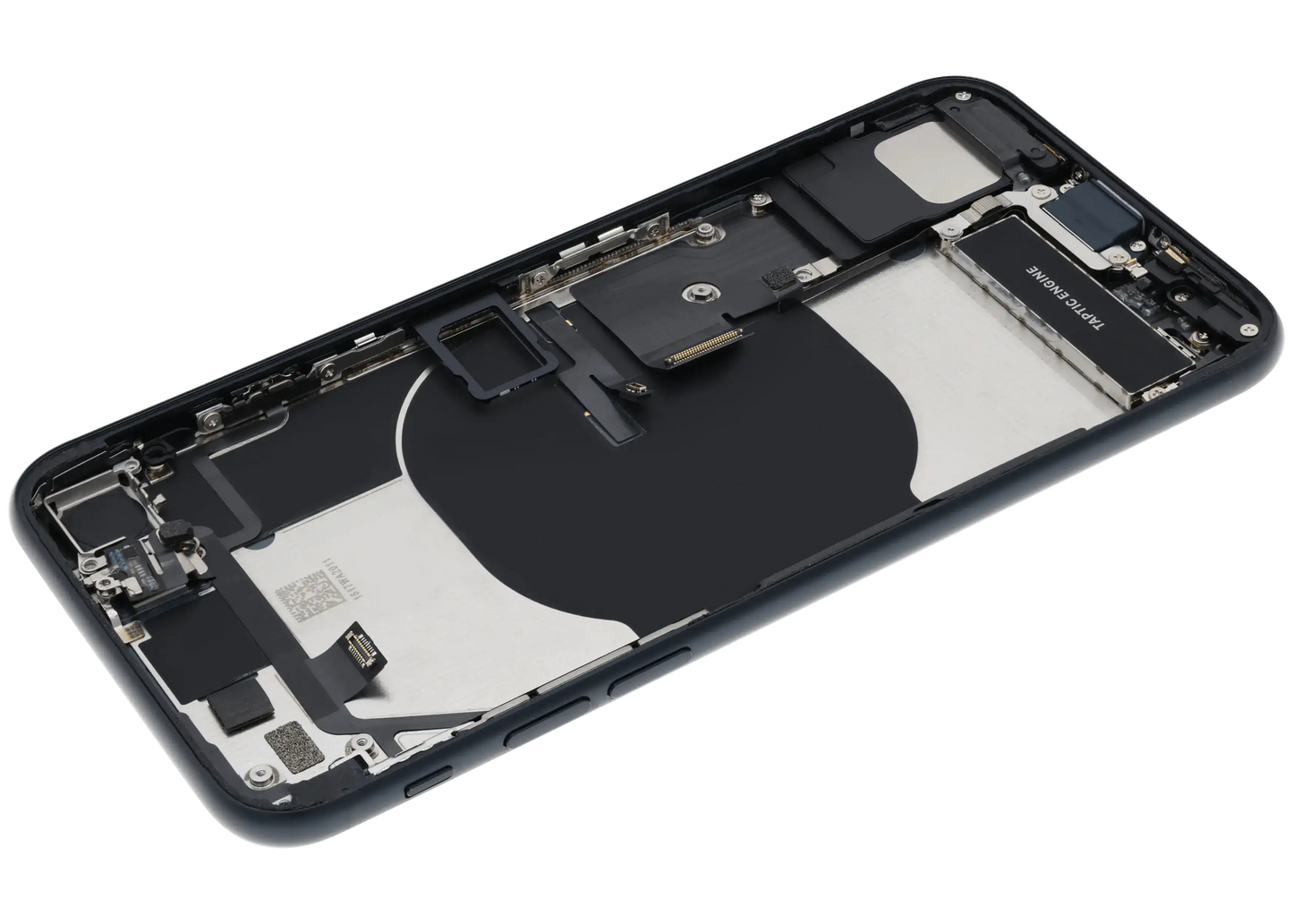 Back Housing W/ Charging Port Flex and Small Components Pre-Installed For iPhone SE (2022) (Used OEM Pull: Grade A) (Midnight)