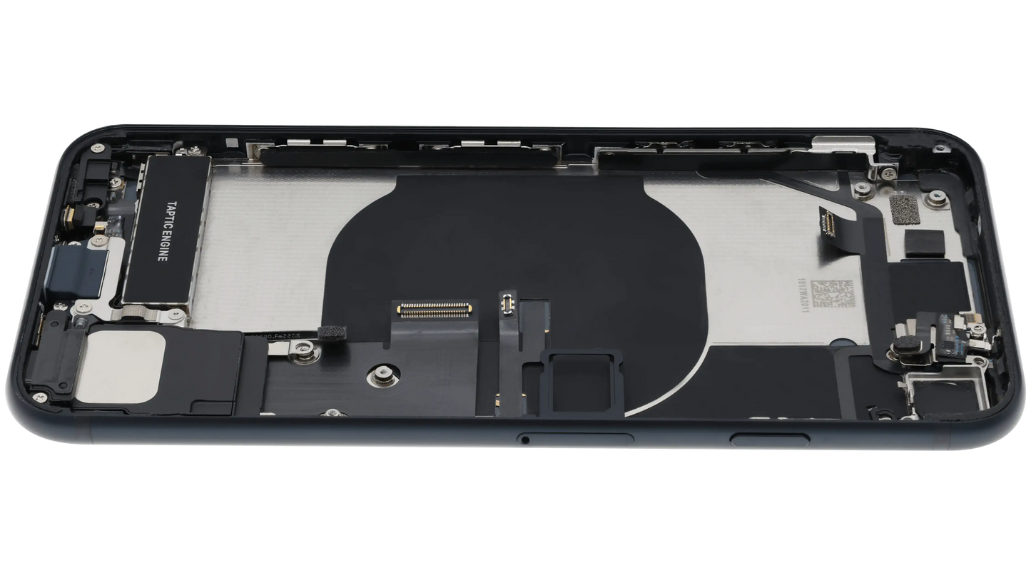 Back Housing W/ Charging Port Flex and Small Components Pre-Installed For iPhone SE (2022) (Used OEM Pull: Grade A) (Midnight)
