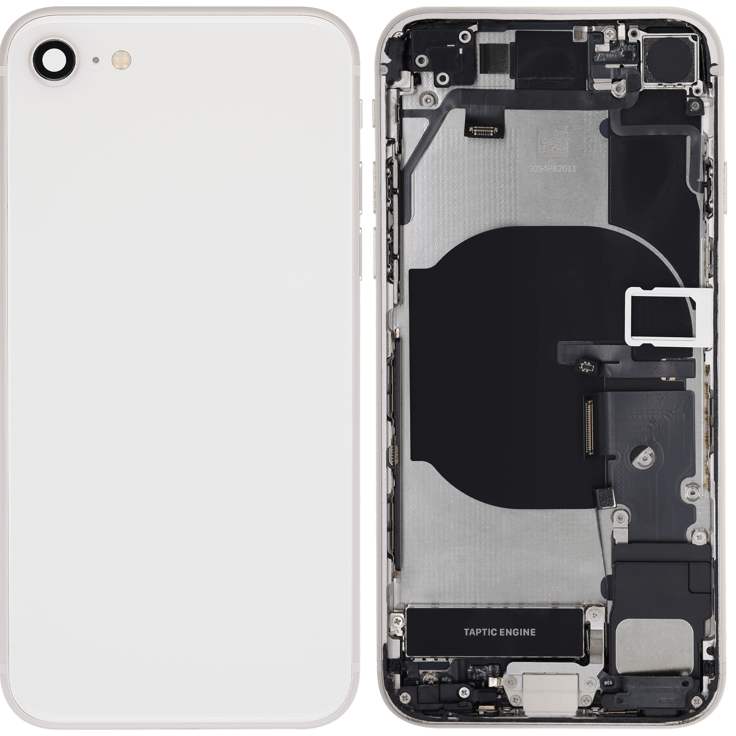 Back Housing W/ Charging Port Flex and Small Components Pre-Installed For iPhone SE (2022) (Used OEM Pull: Grade A) (Starlight)