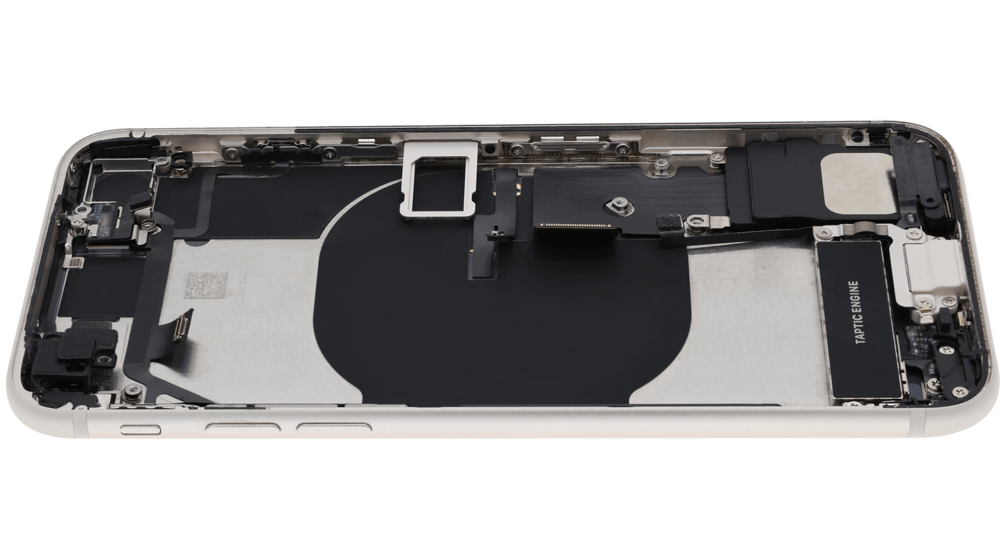 Back Housing W/ Charging Port Flex and Small Components Pre-Installed For iPhone SE (2022) (Used OEM Pull: Grade A) (Starlight)