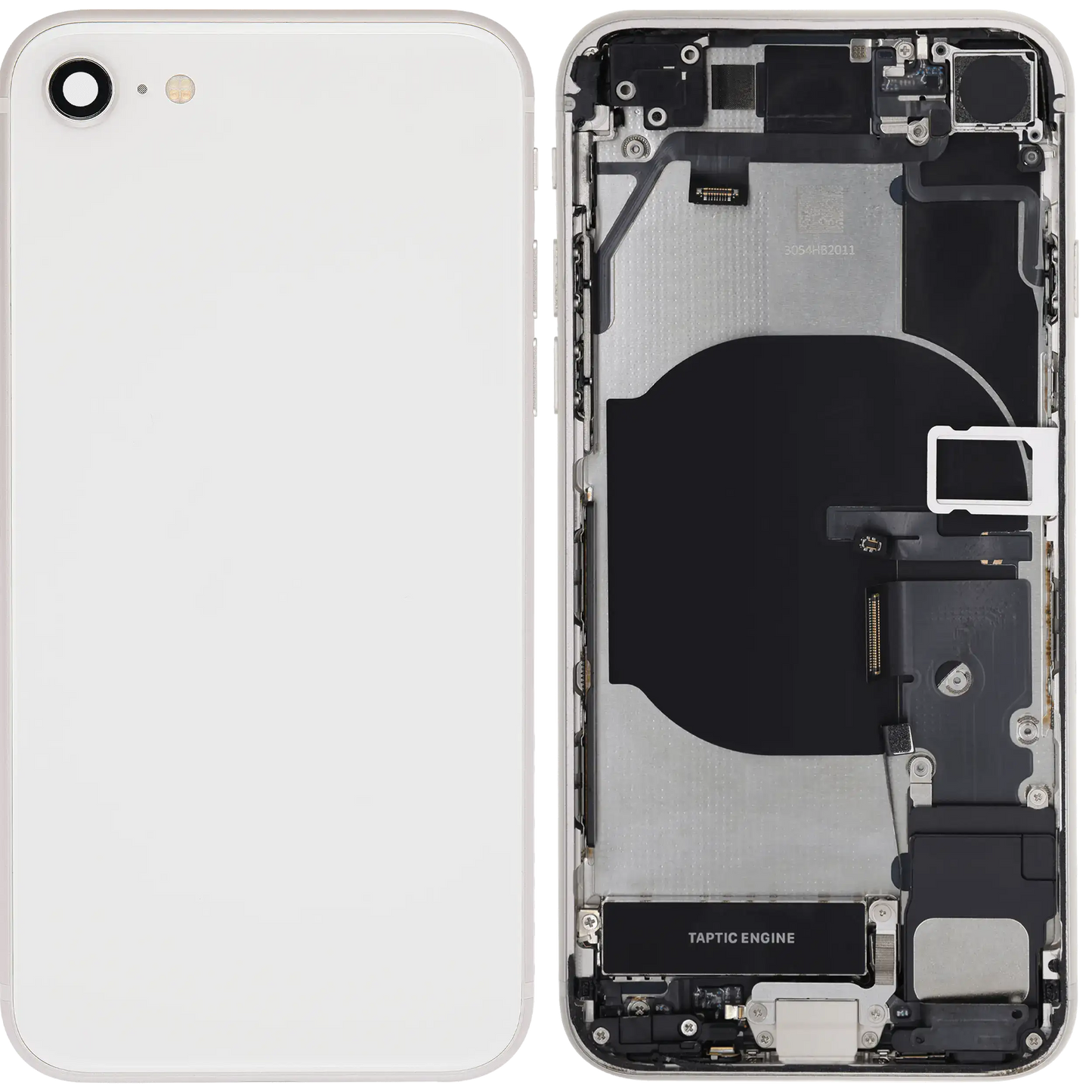 Back Housing W/ Charging Port Flex and Small Components Pre-Installed For iPhone SE (2022) (Used OEM Pull: Grade B) (Starlight)