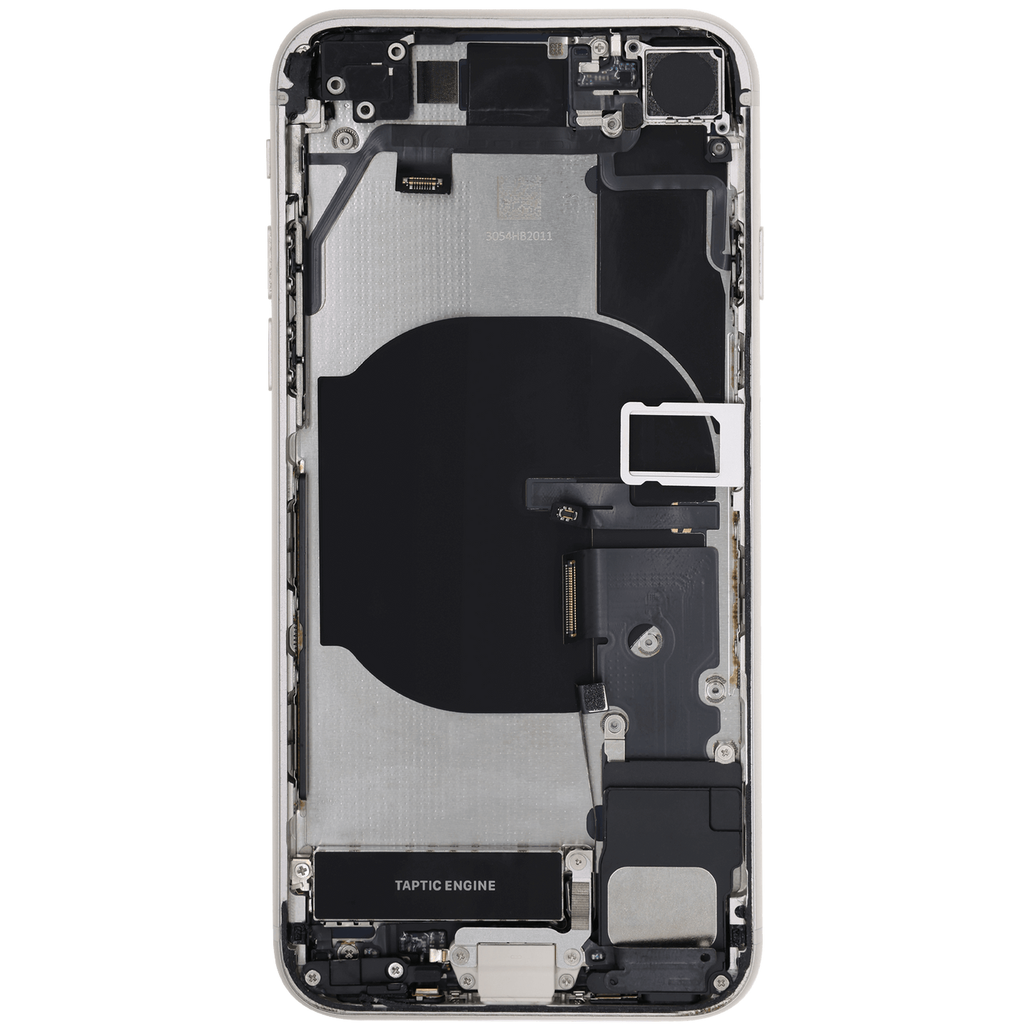 Back Housing W/ Charging Port Flex and Small Components Pre-Installed For iPhoneone SE (2022) (Used OEM Pull: Grade C) (Starlight)