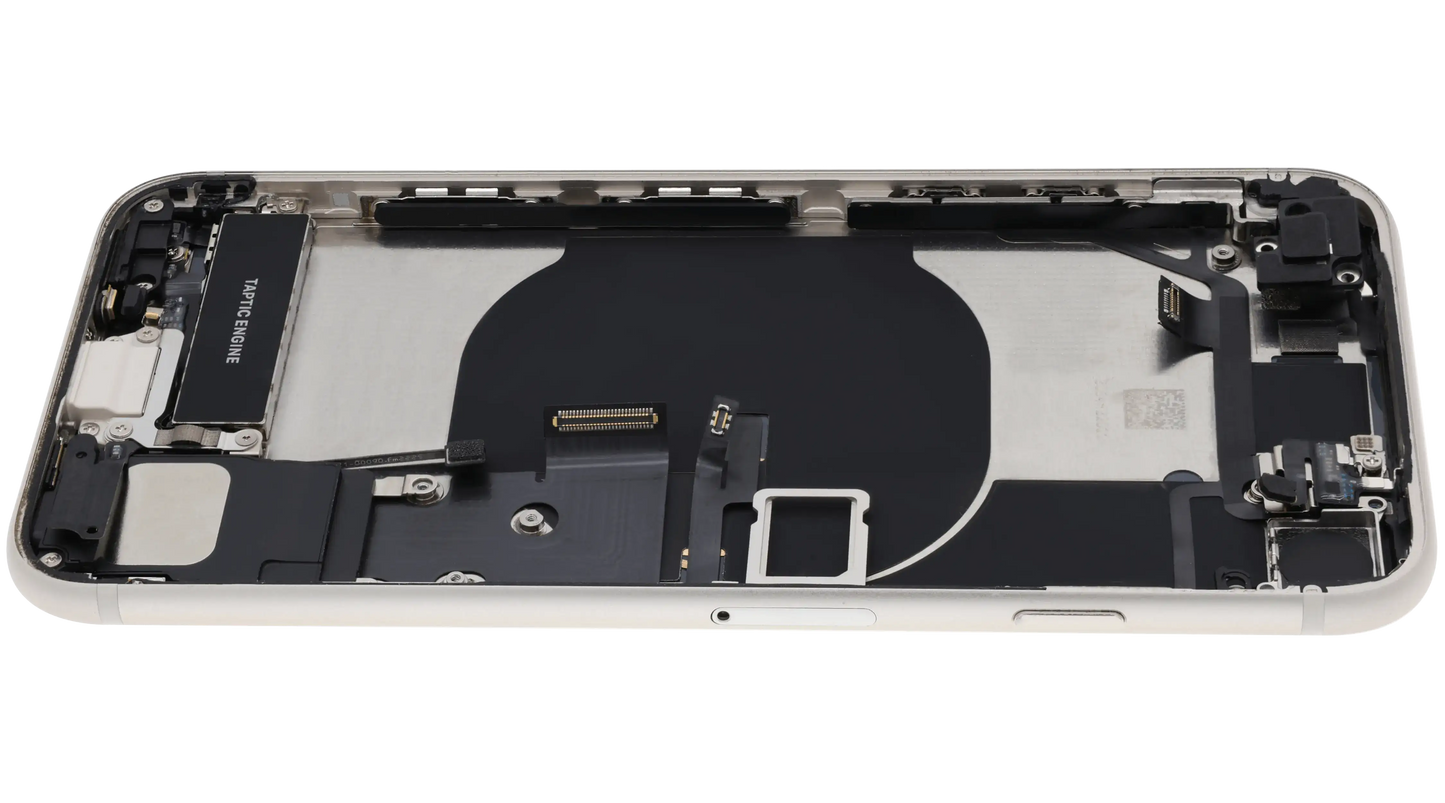 Back Housing W/ Charging Port Flex and Small Components Pre-Installed For iPhoneone SE (2022) (Used OEM Pull: Grade C) (Starlight)