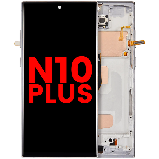 LCD Assembly With Frame (Without Fingerprint Sensor) For Samsung Galaxy Note 10 Plus (Aftermarket Plus: Incell) (Aura White)