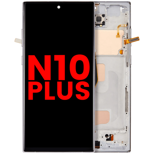 LCD Assembly With Frame (Without Fingerprint Sensor) For Samsung Galaxy Note 10 Plus (Aftermarket Plus: Incell) (Aura Glow / Silver)