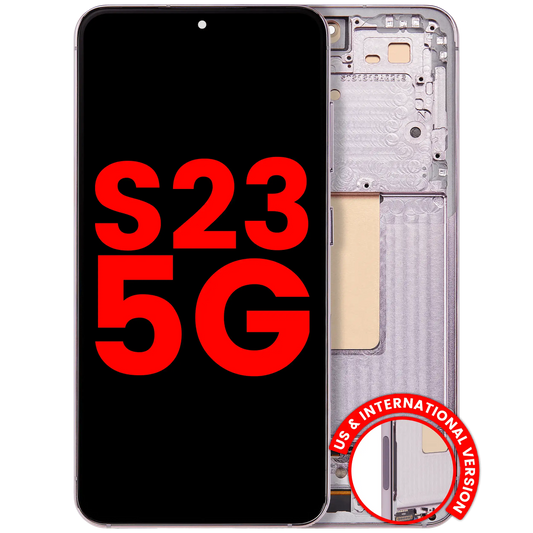 OLED Assembly With Frame For Samsung Galaxy S23 5G (US & International) (Aftermarket Plus) (Pink / Lavender)