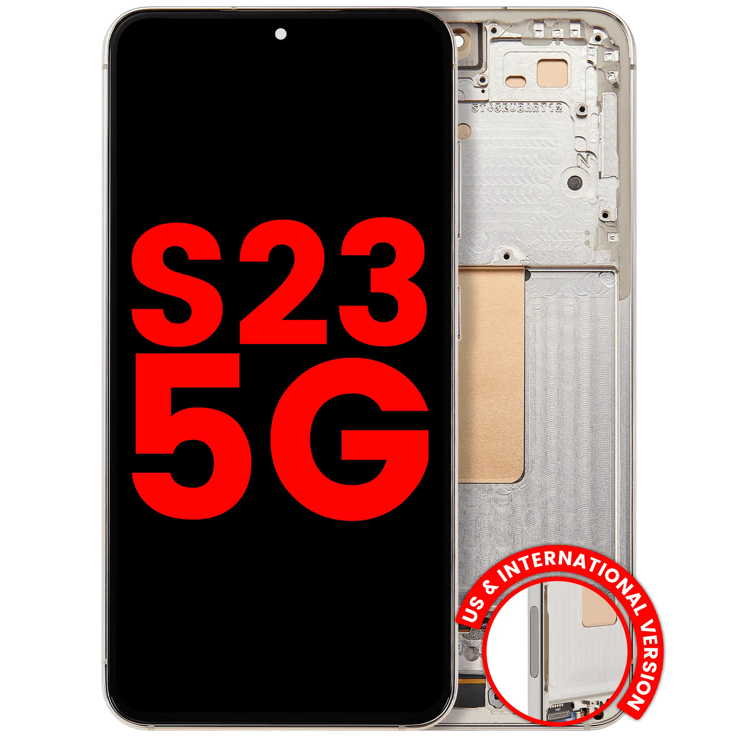 OLED Assembly With Frame For Samsung Galaxy S23 5G (US & International) (Aftermarket Plus) (Cream)