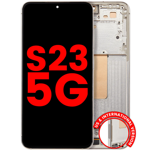 OLED Assembly With Frame For Samsung Galaxy S23 5G (US & International) (Aftermarket Plus) (Cream)