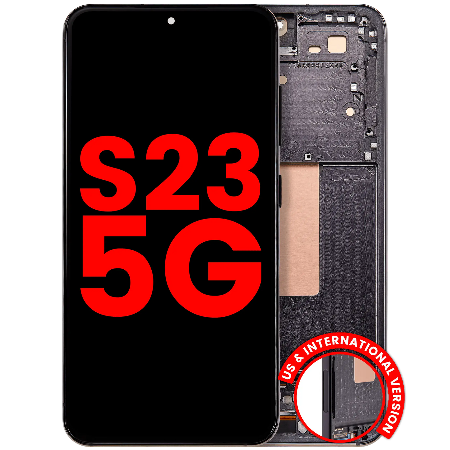 OLED Assembly With Frame For Samsung Galaxy S23 5G (US & International) (Aftermarket Plus) (Phantom Black)