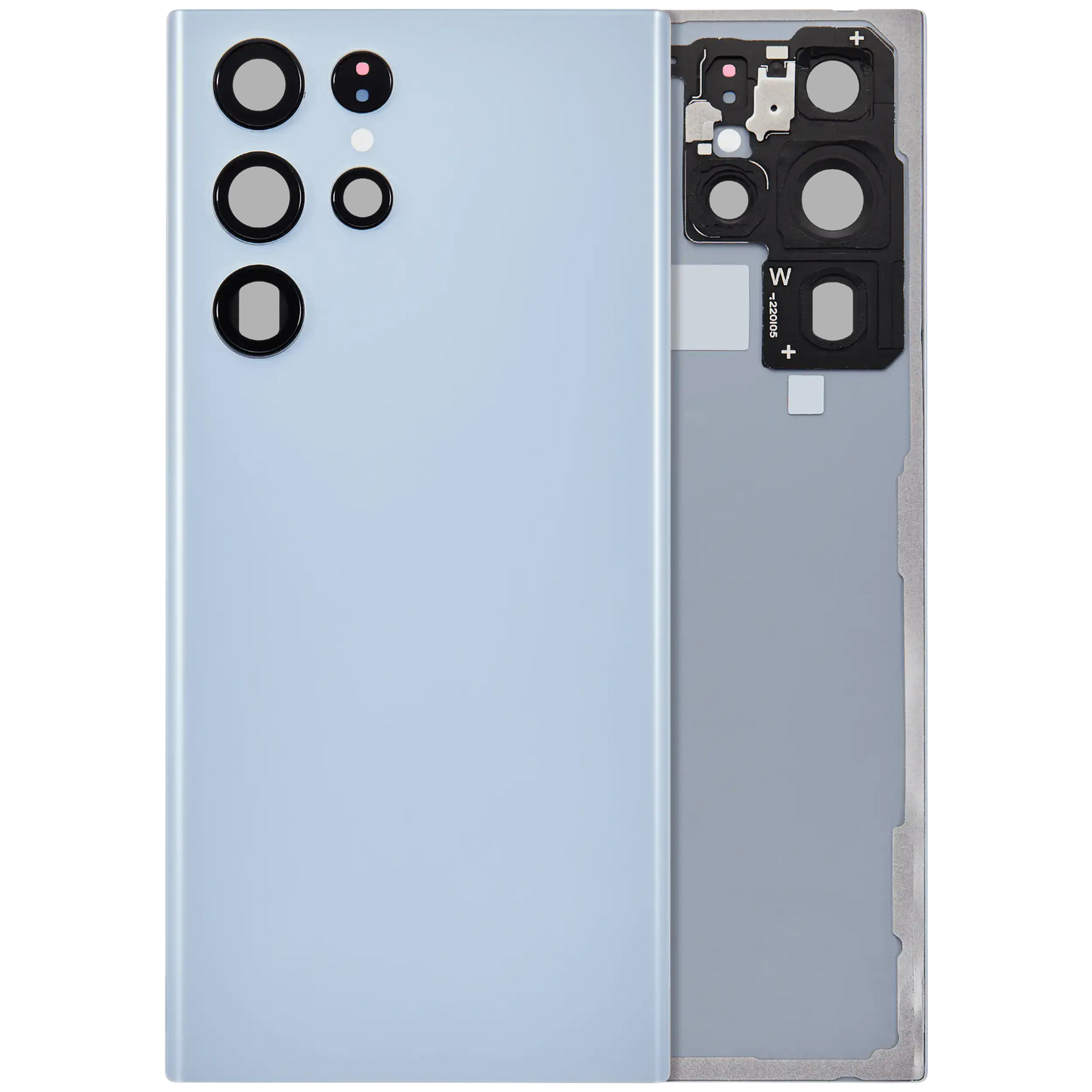 Back Cover Glass With Camera Lens For Samsung Galaxy S22 Ultra 5G (No Logo) (Aftermarket Plus) (Sky Blue)
