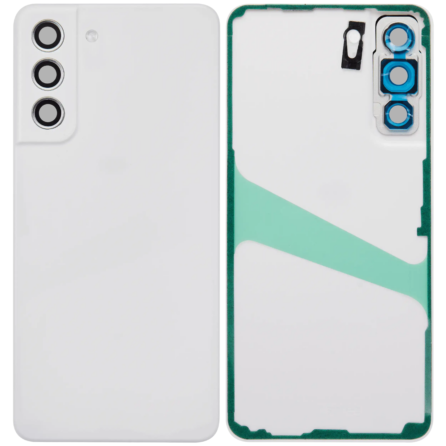 Back Cover Glass With Camera Lens For Samsung Galaxy S21 FE 5G (No Logo) (Aftermarket Plus) (White)