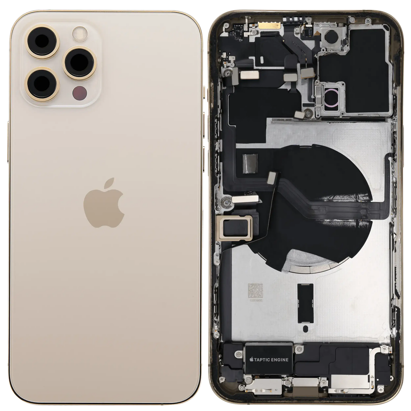 Back Housing W/ Charging Port Flex & Small Parts For iPhone 12 Pro Max (US Version) (Used OEM Pull: Grade B) (Gold)
