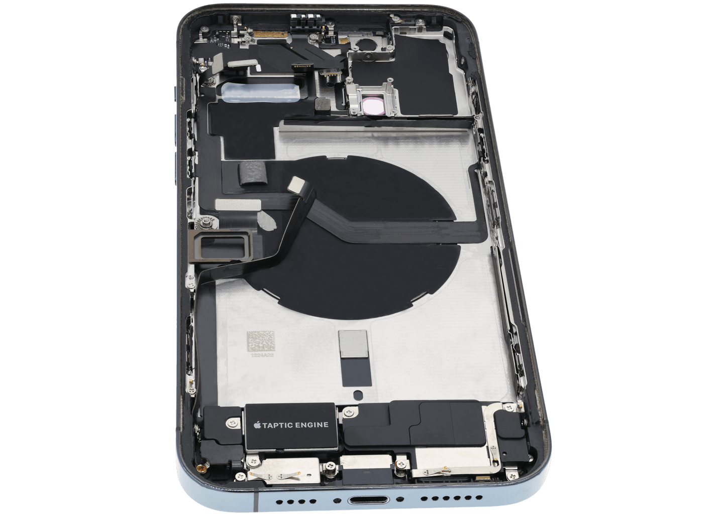 Back Housing W/ Charging Port Flex & Small Parts For iPhone 12 Pro Max (US Version) (Used OEM Pull: Grade B) (Pacific Blue)